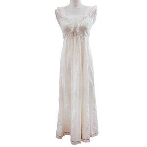 Young Edwardian by Arpeja Vintage 1970s Cotton Dress Ruffle Eyelet Floral